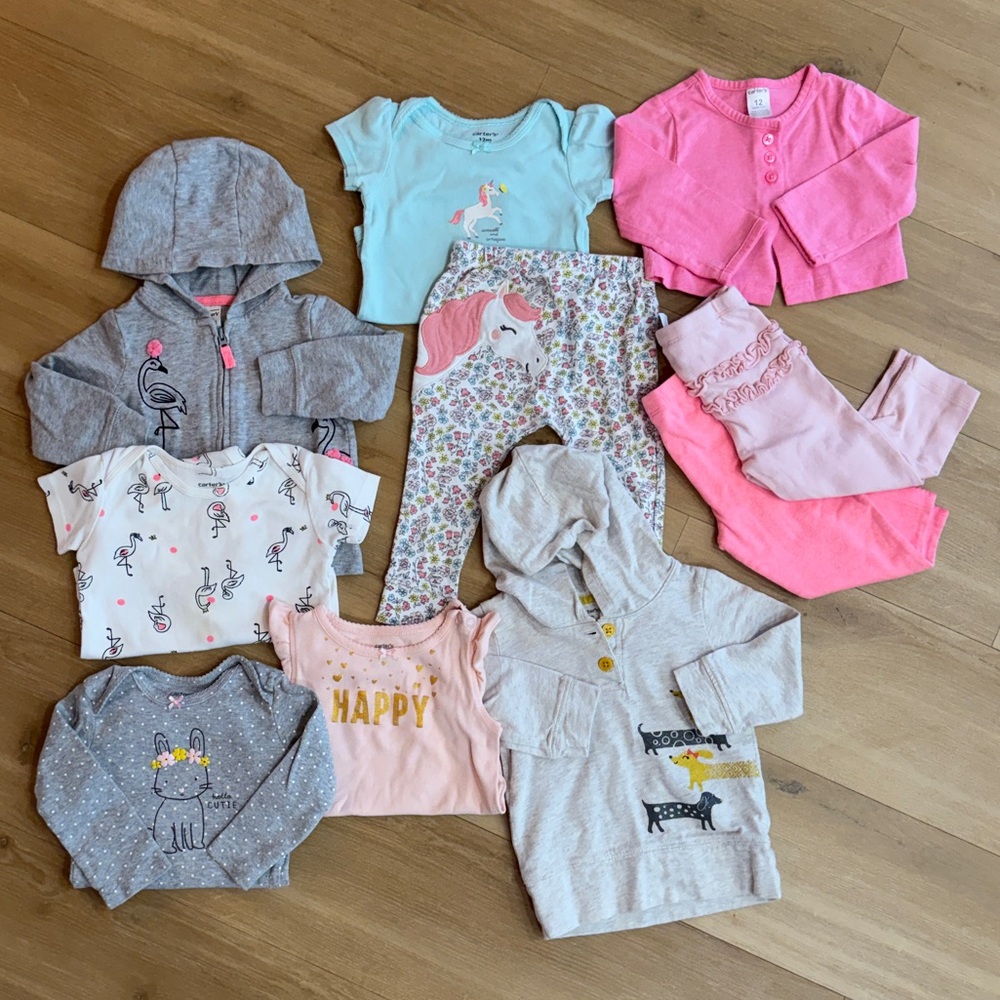 Carter’s - 10-Piece Assorted Girls Baby Clothing 12 Months